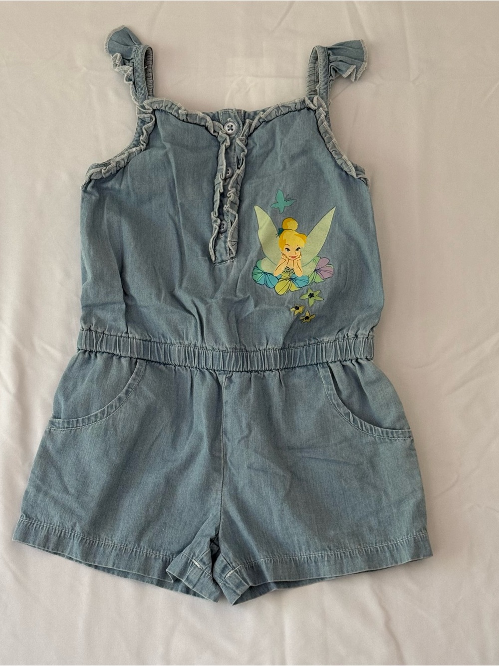 Y2K Disney Fairies Tinker Bell Denim Romper